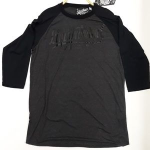Liquor Brand graphic black n gray 3/4 sleeve tee